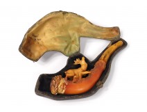 Cigarette cigarette carved amber sea foam deer meerschaum XIXth century