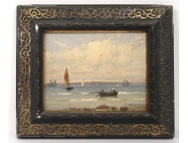 HSP navy landscape boats Andersen-Lundby Hellebaek Denmark painting XIXth