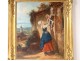 HST picture woman child Virgin Mary landscape bucolic frame stucco XIX