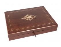 Box with mahogany game inlay brass Napoleon III XIX