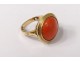 Sterling silver ring 18 caratts coral gold ring 7,94gr 20th century