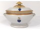 Large porcelain soup tureen Compagnie Indes européen blason coat of arms XVIIIè