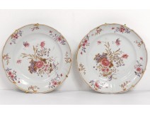 Pair dishes hollow porcelain Company Indes family pink butterfly XVIII