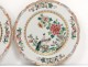 Pair dishes porcelain Company Indes family green birds flowers XVIII