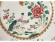 Pair dishes porcelain Company Indes family green birds flowers XVIII