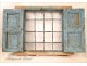 Moroccan window, painted wooden shutters and wrought iron, twentieth