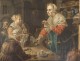 Pair gouaches paintings characters grocery stove cook XIXth century