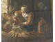 Pair gouaches paintings characters grocery stove cook XIXth century