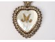 Heart of Mary ex-voto box golden brass mother of pearl strass Sacré-Coeur XIX