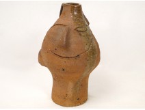 Sculpture Pottery Pitcher anthropomorphic face Lodereau twentieth