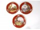 3 plates porcelain Paris Le Rosey animals fox hunting gardener XIX