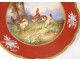 3 plates porcelain Paris Le Rosey animals fox hunting gardener XIX