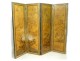 Screen 4 leaves Japan wood lacquered landscapes birds bamboo pond XIXth