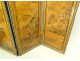 Screen 4 leaves Japan wood lacquered landscapes birds bamboo pond XIXth