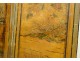 Screen 4 leaves Japan wood lacquered landscapes birds bamboo pond XIXth