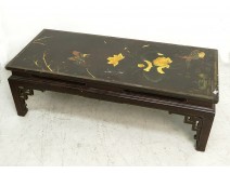 Coffee Table Japan wood lacquered birds phoenix pond water lilies panel XVIII